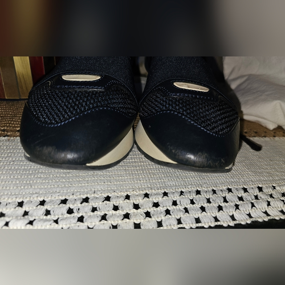 Balenciaga Blue Leather and Neoprene Race Runner Sneakers Size 36 - Picture 12 of 12
